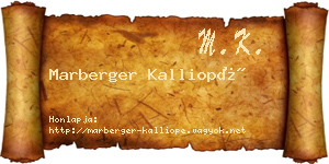 Marberger Kalliopé névjegykártya